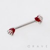 HALLOWEEN SKELETON HAND HEART 316L SURGICAL STEEL NIPPLE RING